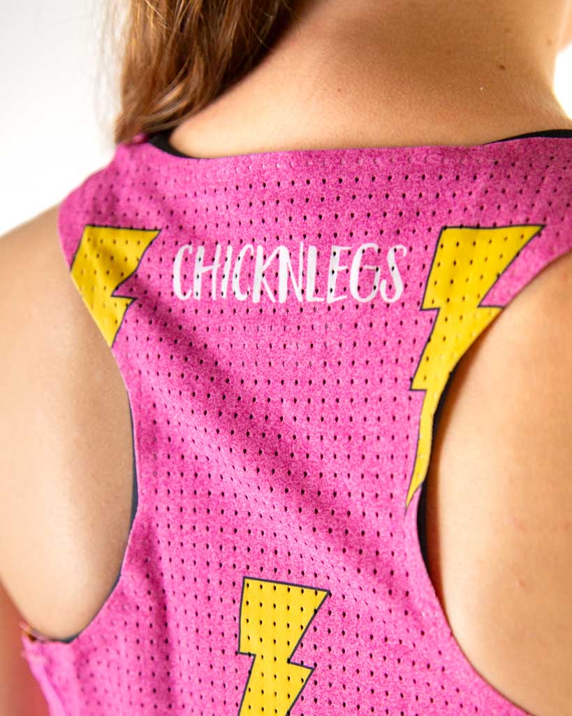Women's Pink Bolts Performance Singlet