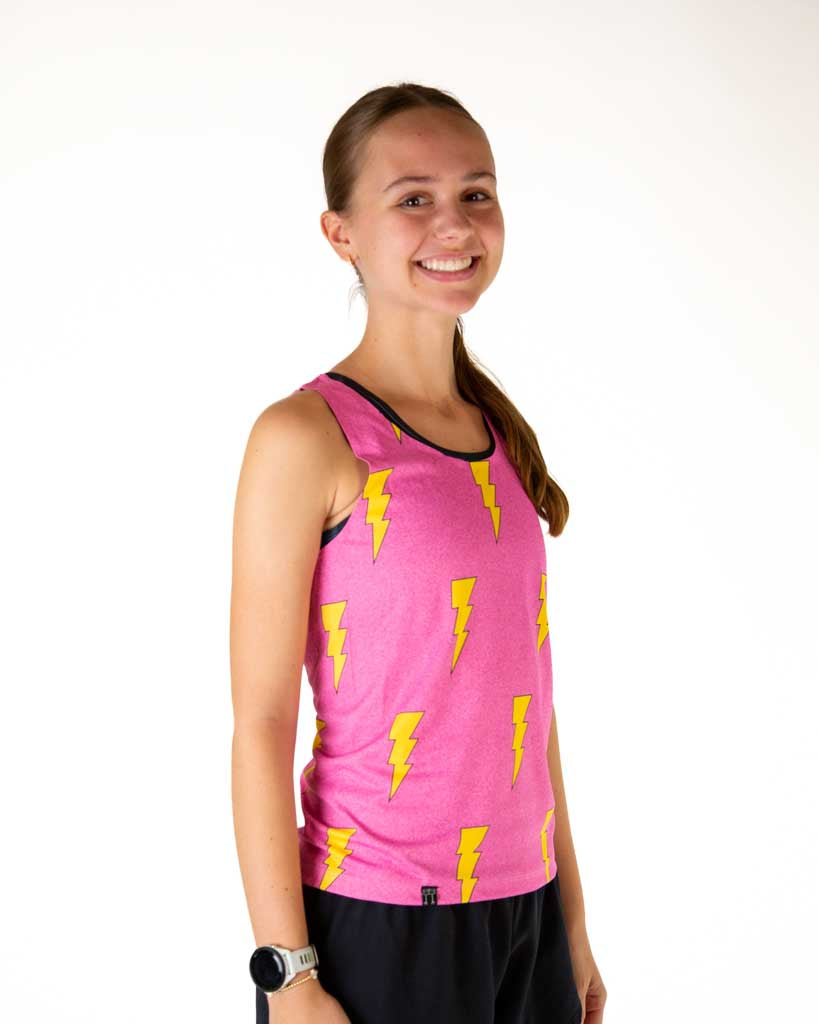 Women's Pink Bolts Performance Singlet