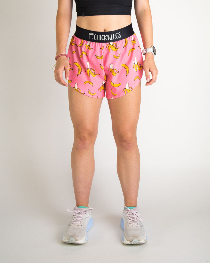 Women's Pink Bananas 4" Split Shorts