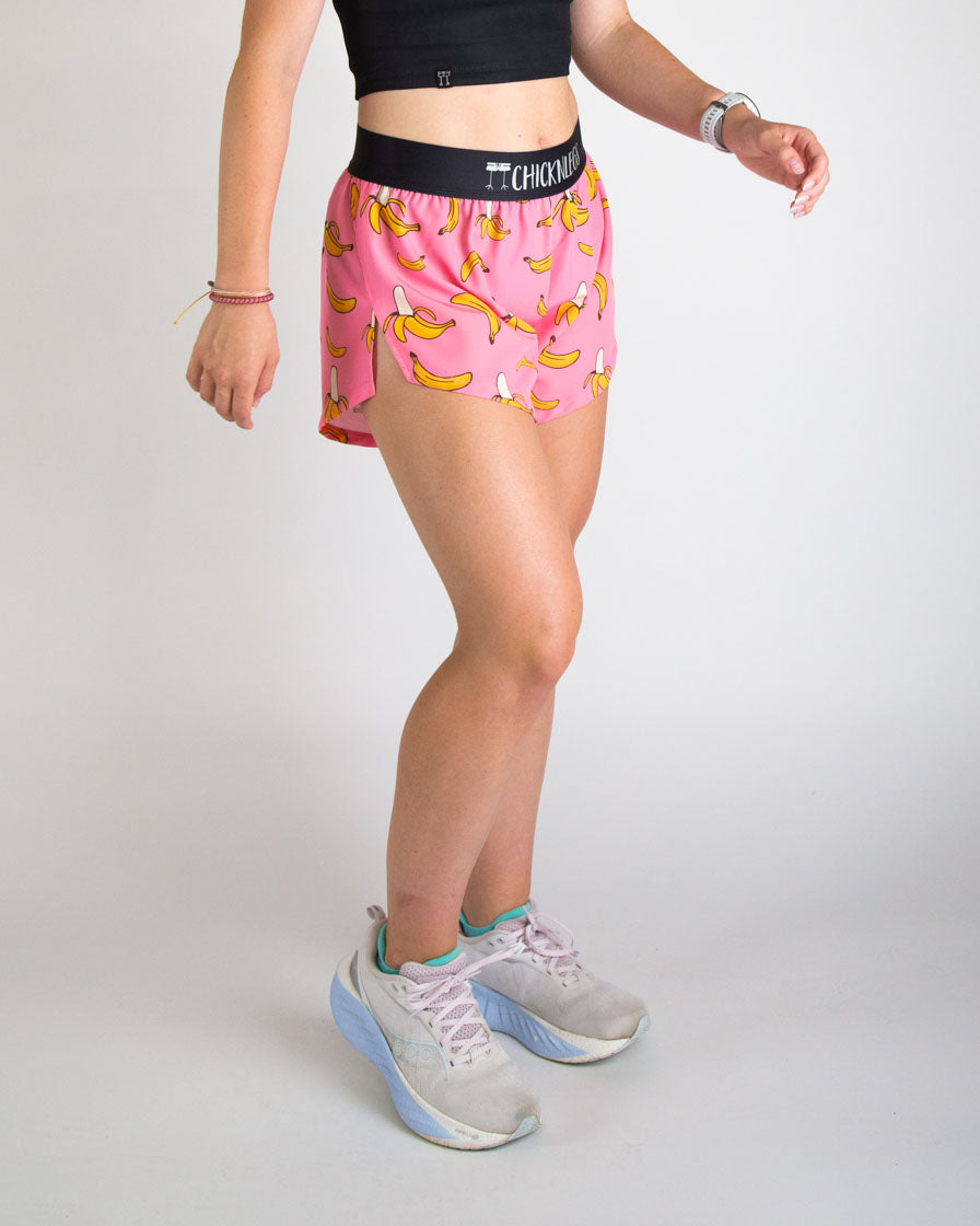 Women's Pink Bananas 4" Split Shorts
