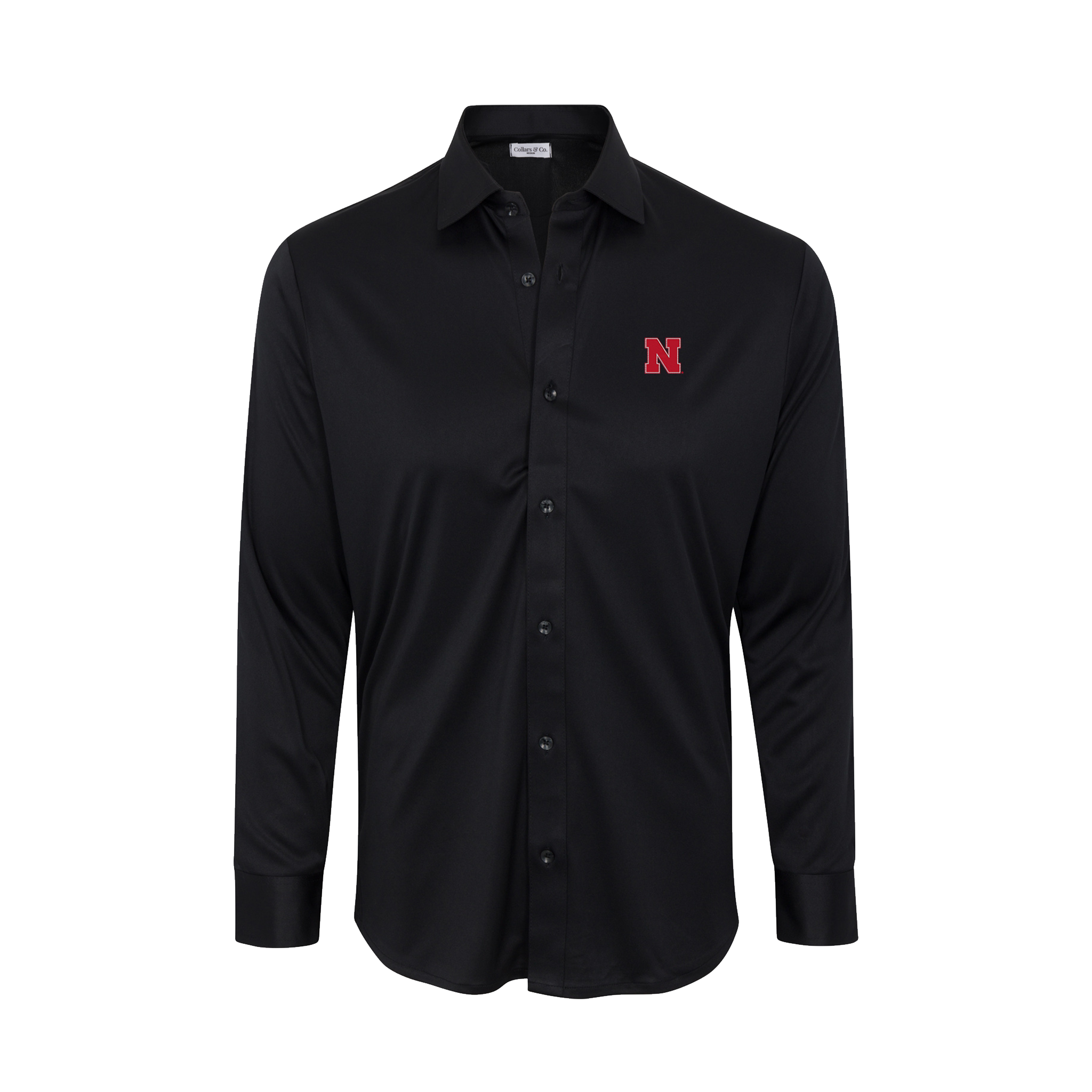 Nebraska Quattro Flex Dress Shirt with Semi-Spread Collar Black