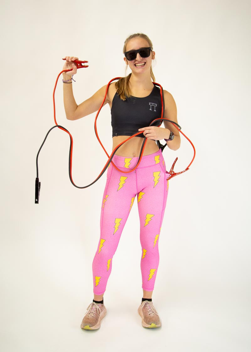Women's Pink Bolts Leggings